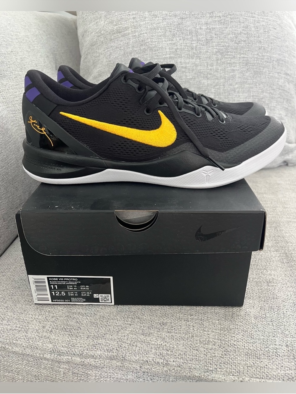 NEW Nike Kobe 8 Protro Sneaker Lakers Away Size 11 Black University Gold HF9550